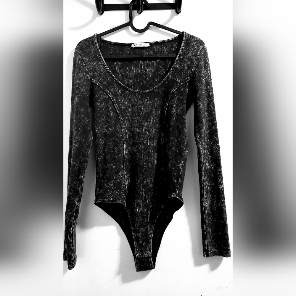 Zara Charcoal Long Sleeve Bodysuit